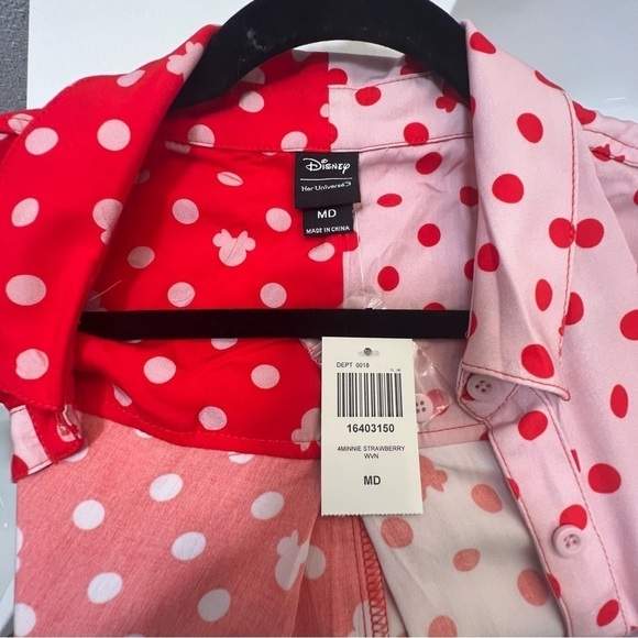 Her Universe Disney Minnie Mouse Polka Dot Split Girls Woven Button-Up - Picture 5 of 5